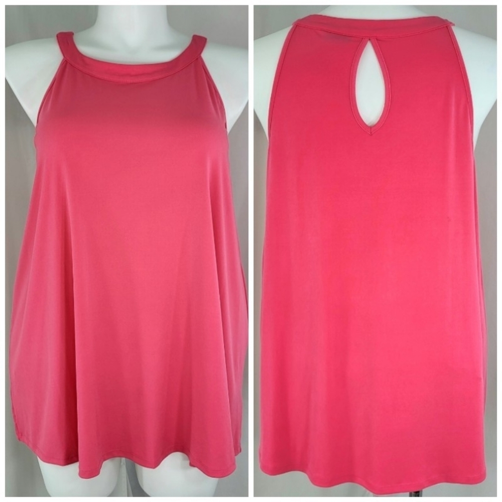 Torrid Coral Pink Tank TOP Womens Size 2 (2X) Keyhole Back Loose Fit